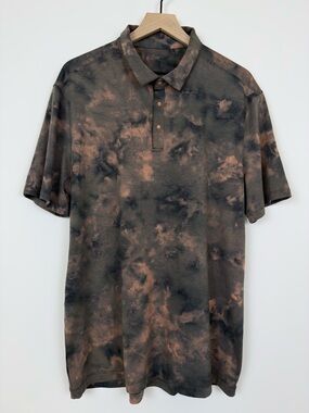 Lululemon Polo Shirt Mens L Tie Dye Brown Black Short Sleeve Performance
